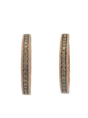 LeVian 14kt Rose Gold and Brown Diamonds Milgrain 1" Diameter Hoop Earrings